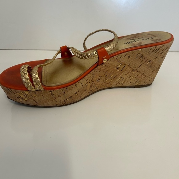Kate Spade Women's Orange and Gold Bali Wedges Size 9 - Picture 10 of 14